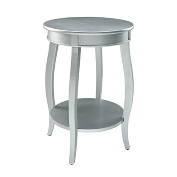 Powell Silver Round Table with Shelf 145-350